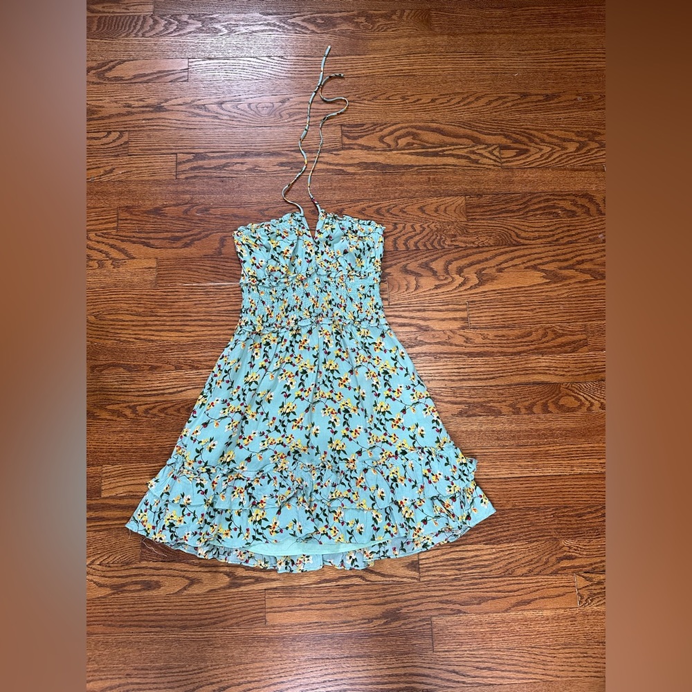 Summer Floral Dress, Green Floral Dress, Beach Dress